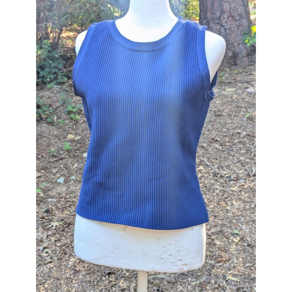 Happily Grey Royal Blue Ribbed Knit Sleeveless Tank Top - Size Large
